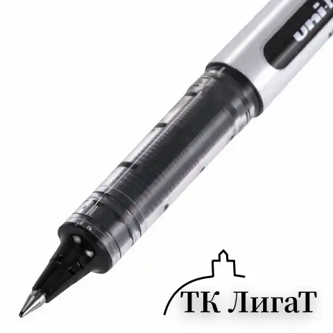 Ручка-роллер Uni-Ball Eye, ЧЕРНАЯ, корпус серебро, узел 0,5 мм, линия 0,3 мм, UB-150 BLACK