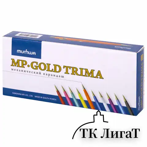 Карандаш механический 0,5 мм, MUNHWA "MP Gold Trima", ластик, корпус ассорти, BMPG05