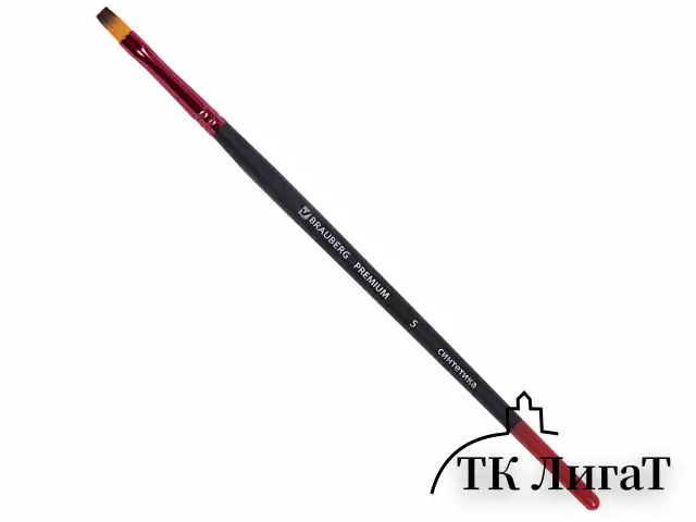Кисти BRAUBERG PREMIUM, набор 5 шт. (синтетика, круглая № 1, 3, 5, плоская № 5, 8), блистер, 201024