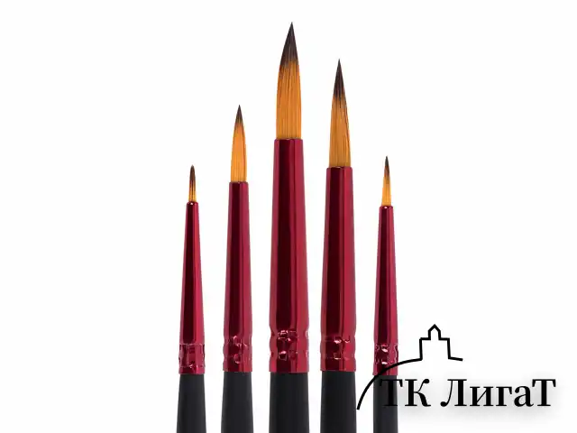 Кисти BRAUBERG PREMIUM, набор 5 шт. (синтетика, круглая № 1, 2, 3, 4, 5), блистер, 201025