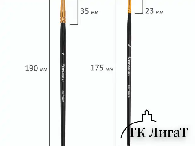 Кисти синтетика BRAUBERG, НАБОР 10 шт., черные (Круглые; Овальные; Плоские; Лайнеры), 201028
