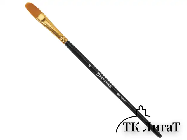 Кисти синтетика BRAUBERG, НАБОР 10 шт., черные (Круглые; Овальные; Плоские; Лайнеры), 201028