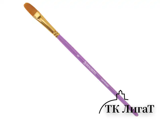 Кисти синтетика BRAUBERG, НАБОР 10 шт., фиолетовые (Круглые; Овальные; Плоские; Лайнеры), 201029