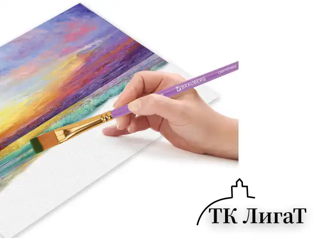 Кисти синтетика BRAUBERG, НАБОР 10 шт., фиолетовые (Круглые; Овальные; Плоские; Лайнеры), 201029