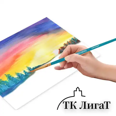 Кисти синтетика BRAUBERG, НАБОР 10 шт., синие (Круглые; Овальные; Плоские; Лайнеры), 201030
