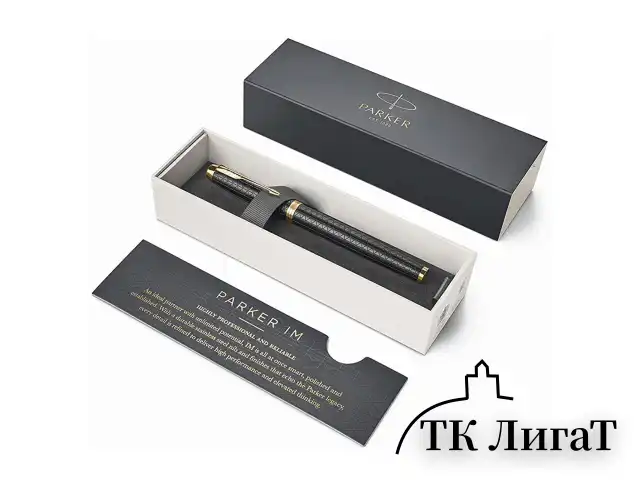 Ручка-роллер PARKER "IM Premium Black GT", корпус черный матовый с гравировкой, позолоченные детали, черная, 1931660