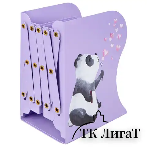 Подставка-держатель для книг и учебников BRAUBERG KIDS "Panda", раздвижная, металлическая, 238064