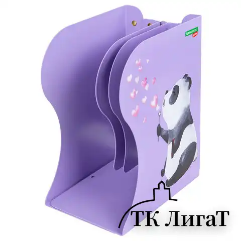 Подставка-держатель для книг и учебников BRAUBERG KIDS "Panda", раздвижная, металлическая, 238064
