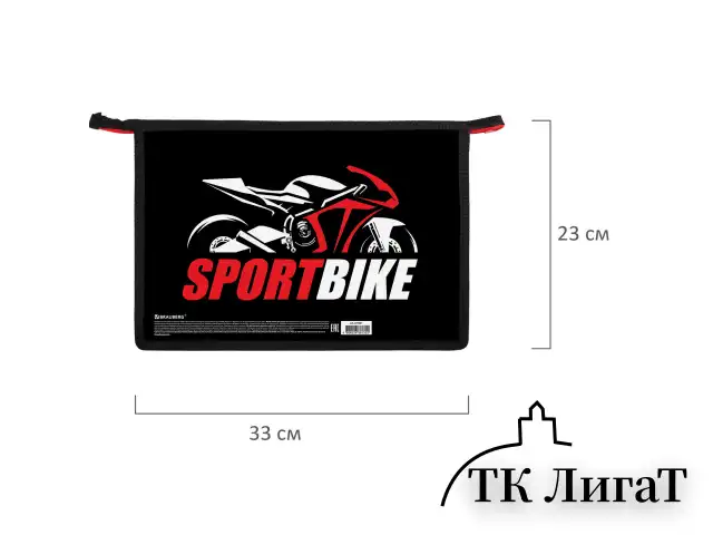 Папка для труда на молнии BRAUBERG А4, 2 отделения, органайзер, "Sport bike", 270981