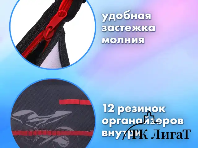 Папка для труда на молнии BRAUBERG А4, 2 отделения, органайзер, "Sport bike", 270981
