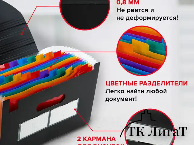 Папка-органайзер для бумаг и документов на резинке, 25 отделений, BRAUBERG DOCS, А4, черная, 271151