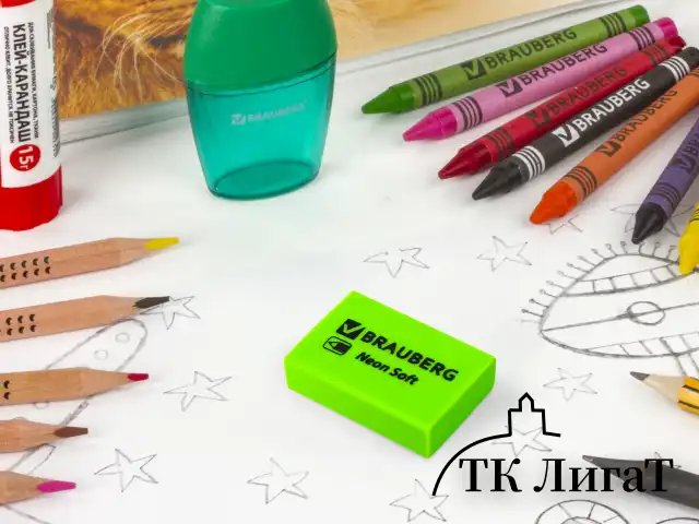 Ластики BRAUBERG NEON SOFT НАБОР 12 штук, размер ластика 31х20х10 мм, экологичный ПВХ, 271339