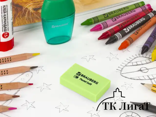 Ластики BRAUBERG PASTEL SOFT НАБОР 6 шт., размер ластика 45х25х10 мм, экологичный ПВХ, 271340