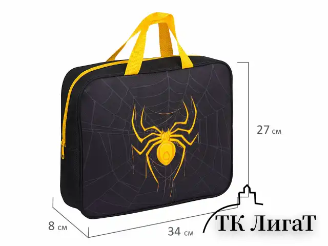 Папка на молнии с ручками BRAUBERG А4, 1 отделение, полиэстер, 80 мм, "Venomous spider", 271485