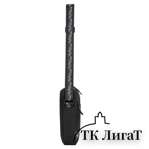 Сумка на плечо BRAUBERG COMPACT с карманом, черная с принтом, 23х17х5 см, 271686