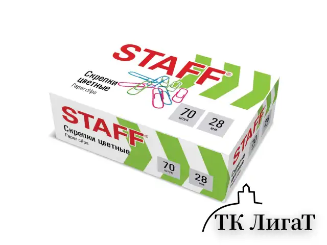 Скрепки STAFF 28 мм, цветные, 70 штук, 271708