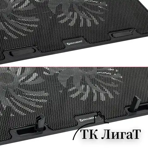 Подставка для ноутбука с охлаждением, 2 порта USB-A, LED-подсветка, 352х252 мм, BRAUBERG, 513617