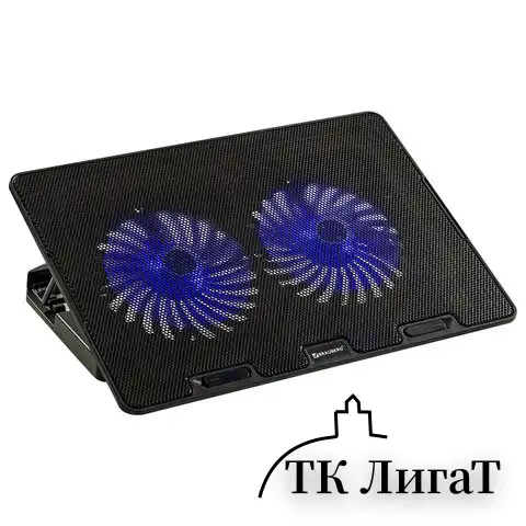 Подставка для ноутбука с охлаждением, 2 порта USB-A, LED-подсветка, 352х252 мм, BRAUBERG, 513617
