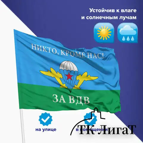 Флаг ВДВ России "НИКТО, КРОМЕ НАС!" 90х135 см, полиэстер, STAFF, 550232