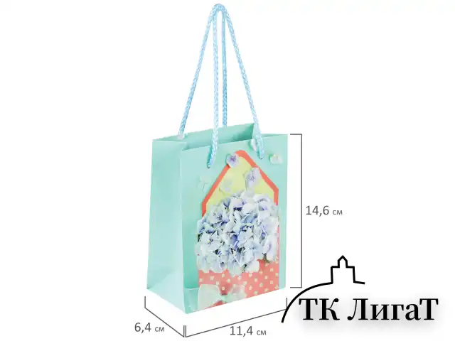 Пакет подарочный 11,4x6,4x14,6 см ЗОЛОТАЯ СКАЗКА "Summer Flowers", глиттер, голубой, 608246