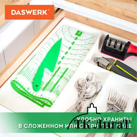 Коврик силиконовый для раскатки/запекания 40х60 см, зеленый, ПОДАРОК пластиковый нож, DASWERK, 608426