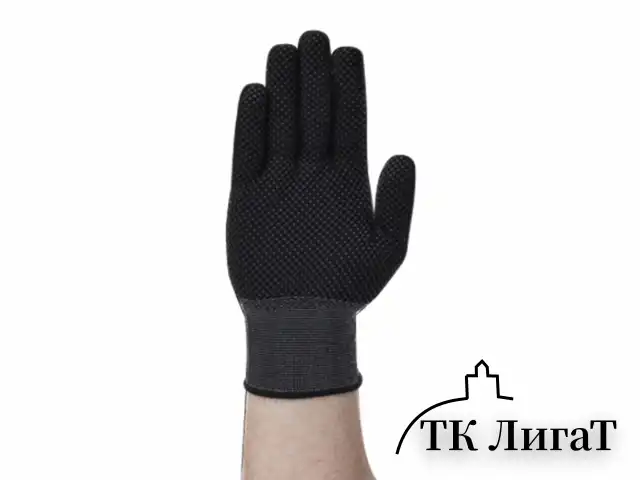 Перчатки НЕЙЛОНОВЫЕ с ПВХ микроточка, КОМПЛЕКТ 10 ПАР, 15 класс, 24-26 г, размер 10, LAIMA, 608675