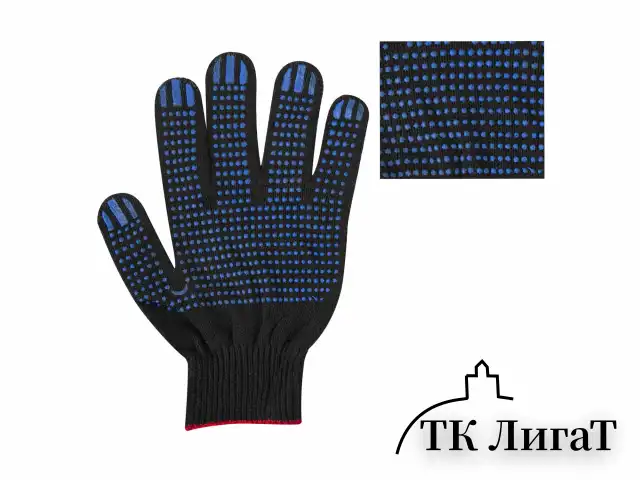 Перчатки хлопчатобумажные, КОМПЛЕКТ 100 ПАР, 10 класс, 40-42 г, 116 текс, ПВХ-точка, LAIMA ЛЮКС ЧЕРНЫЕ, 608677