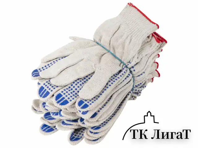 Перчатки хлопчатобумажные, КОМПЛЕКТ 100 пар, 10 класс, 40-42 г, 116 текс, ПВХ-точка, LAIMA ЛЮКС, БЕЛЫЕ, 608678