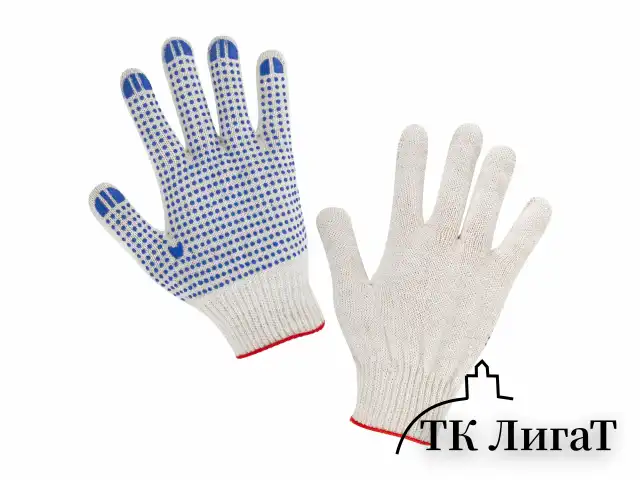 Перчатки хлопчатобумажные, КОМПЛЕКТ 100 пар, 10 класс, 40-42 г, 116 текс, ПВХ-точка, LAIMA ЛЮКС, БЕЛЫЕ, 608678