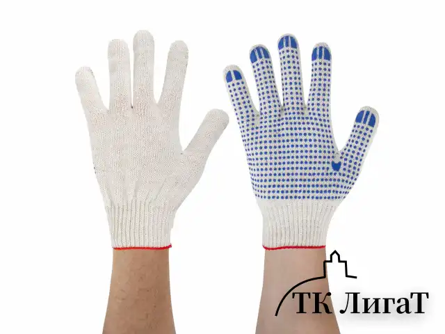 Перчатки хлопчатобумажные, КОМПЛЕКТ 100 пар, 10 класс, 40-42 г, 116 текс, ПВХ-точка, LAIMA ЛЮКС, БЕЛЫЕ, 608678