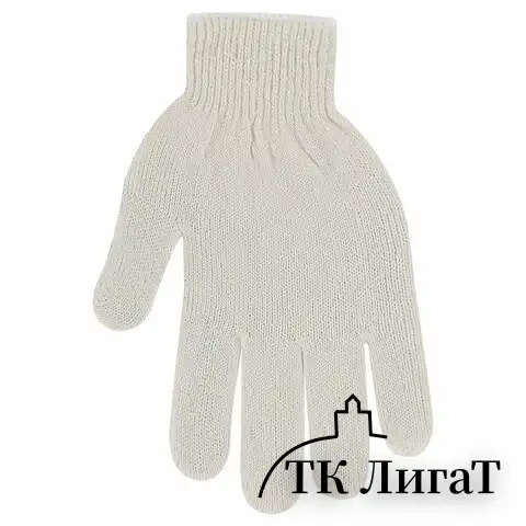 Перчатки хлопчатобумажные эконом, КОМПЛЕКТ 100 пар, 10 класс, 26-28 г, 83 текс, С ПВХ, LAIMA ЭКОНОМ, БЕЛЫЕ, 608680