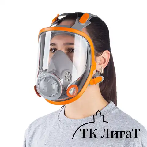 Маска полнолицевая Jeta Safety 5950, силикон, ударопрочный поликарбонат, защитная пленка, размер М, 5950-M