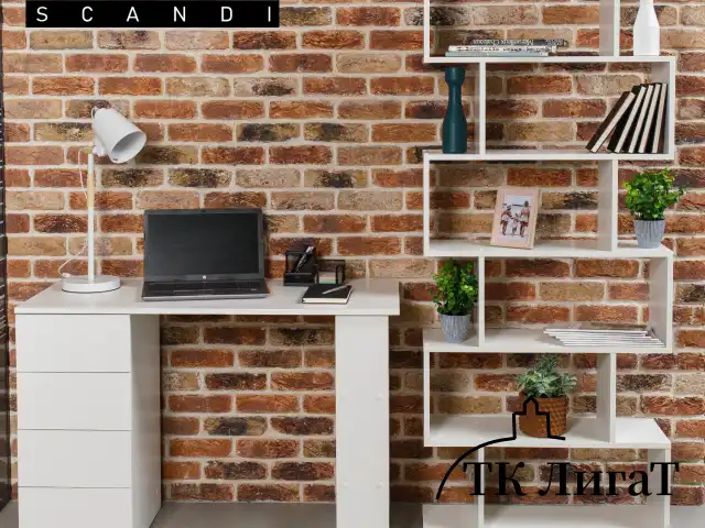 Стол письменный/компьютерный BRABIX "Scandi CD-016", 1100х500х750 мм, 4 ящика, белый, 641891, ЦБ013707-1