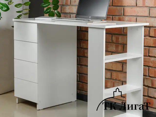 Стол письменный/компьютерный BRABIX "Scandi CD-016", 1100х500х750 мм, 4 ящика, белый, 641891, ЦБ013707-1