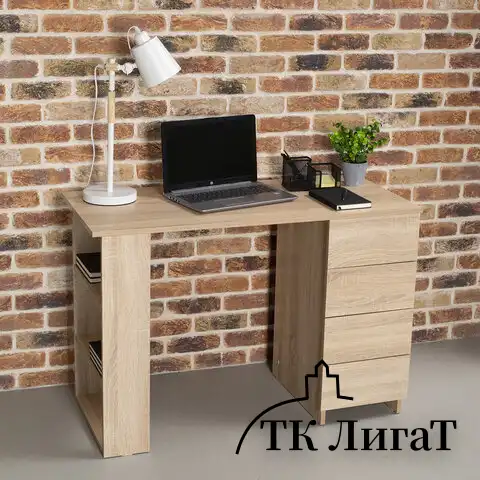Стол письменный/компьютерный BRABIX "Scandi CD-016", 1100х500х750 мм, 4 ящика, дуб сонома, 641892, ЦБ013707-2