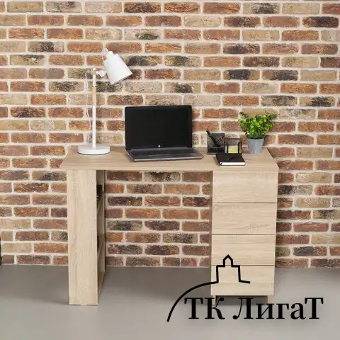 Стол письменный/компьютерный BRABIX "Scandi CD-016", 1100х500х750 мм, 4 ящика, дуб сонома, 641892, ЦБ013707-2