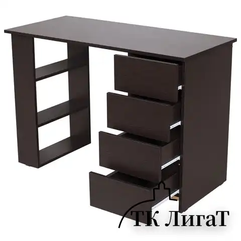 Стол письменный/компьютерный BRABIX "Scandi CD-016", 1100х500х750мм, 4 ящика, венге, 641893, ЦБ013707-3