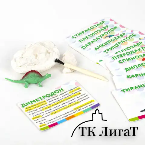 Набор для раскопок 12 видов динозавров, карточки, инструменты, развивающий, BRAUBERG KIDS, 664923