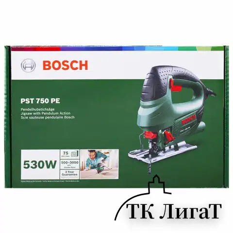 Лобзик сетевой, 530 Вт, 3100 ход./мин, глубина реза 75 мм, BOSCH PST 750 PE 06033A0521