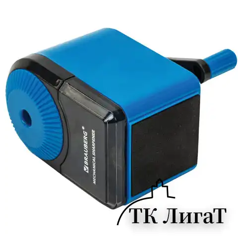 Точилка механическая BRAUBERG ULTRA для чернографитных и цветных карандашей, крепление к столу, цвет корпуса голубой с черным, 271342