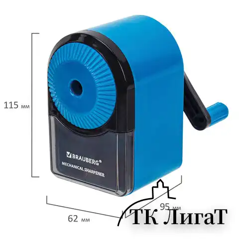 Точилка механическая BRAUBERG ULTRA для чернографитных и цветных карандашей, крепление к столу, цвет корпуса голубой с черным, 271342