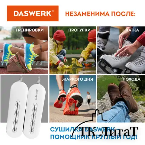Сушилка для обуви электрическая с подсветкой, сушка для обуви, 10 Вт, DASWERK, SD1, 456194