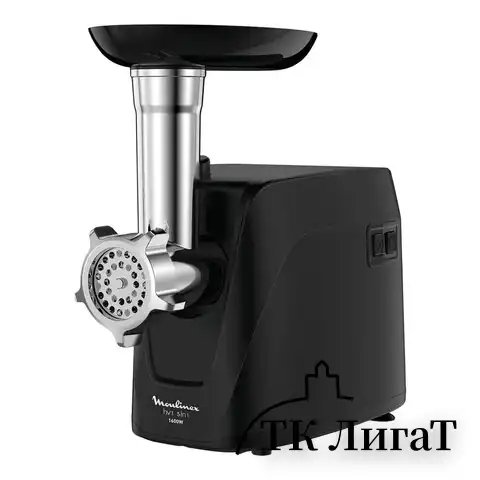 Мясорубка MOULINEX ME112832, 1600 Вт, производительность 1,9 кг/мин, 5 насадок, реверс, пластик, черная, 8010000864