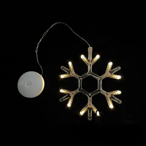 Световая фигура на присоске ЗОЛОТАЯ СКАЗКА "Снежинка", 12 LED, на батарейках, теплый белый, 591274