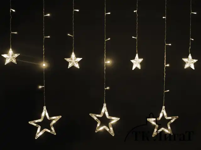 Электрогирлянда-занавес комнатная "Звезды" 3х1 м, 138 LED, теплый белый, 220 V, ЗОЛОТАЯ СКАЗКА, 591338