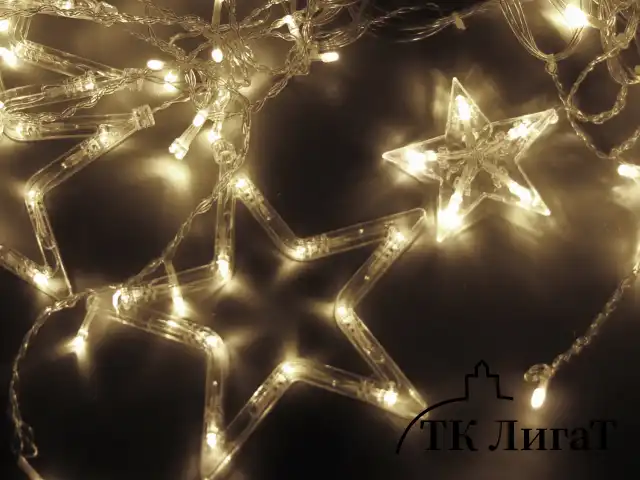 Электрогирлянда-занавес комнатная "Звезды" 3х1 м, 138 LED, теплый белый, 220 V, ЗОЛОТАЯ СКАЗКА, 591338