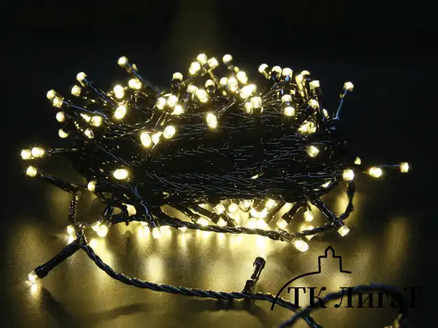 Электрогирлянда-нить комнатная "Стандарт" 10 м, 100 LED, теплый белый свет, 220 V, контроллер, ЗОЛОТАЯ СКАЗКА, 591346
