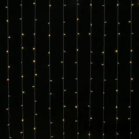 Электрогирлянда-занавес комнатная "Штора" 3х3 м, 196 LED, теплый белый свет, 220 V, ЗОЛОТАЯ СКАЗКА, 591352