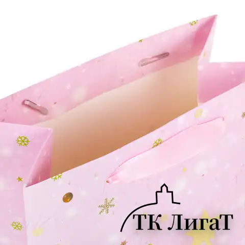 Пакет подарочный новогодний 17,8x9,8x22,9 см ЗОЛОТАЯ СКАЗКА "Lilac Story", фольга, розовый, 608233