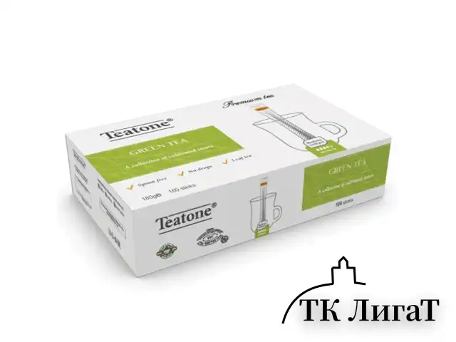 Чай TEATONE, зеленый, 100 стиков по 1,8 г, картонная коробка, 1241